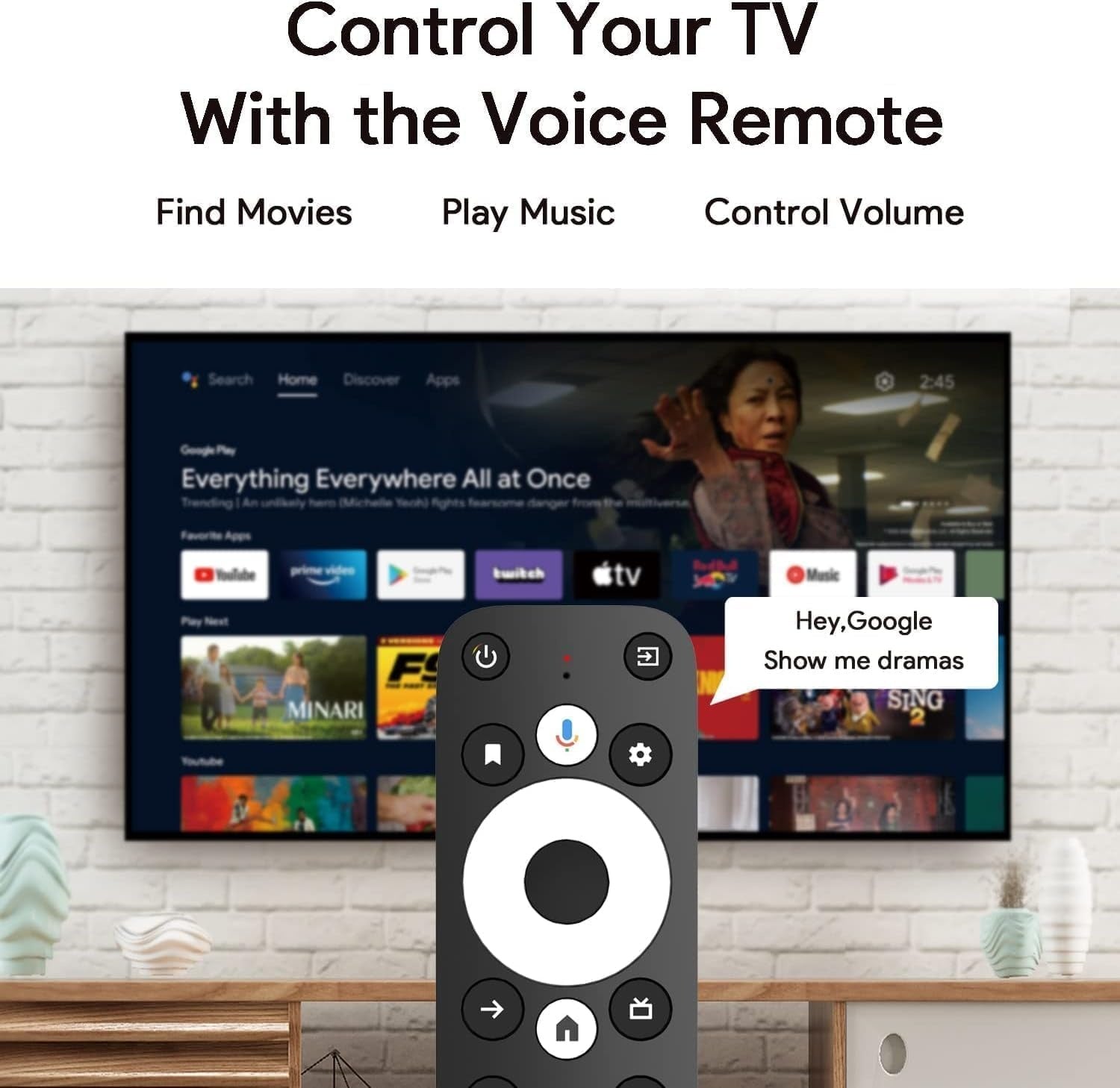 Android Google TV-Certifierad 4K-Streamer, mediaplayer-box med röstassistent, fjärrkontroll, inbyggd Chromecast och smart home-kontroll