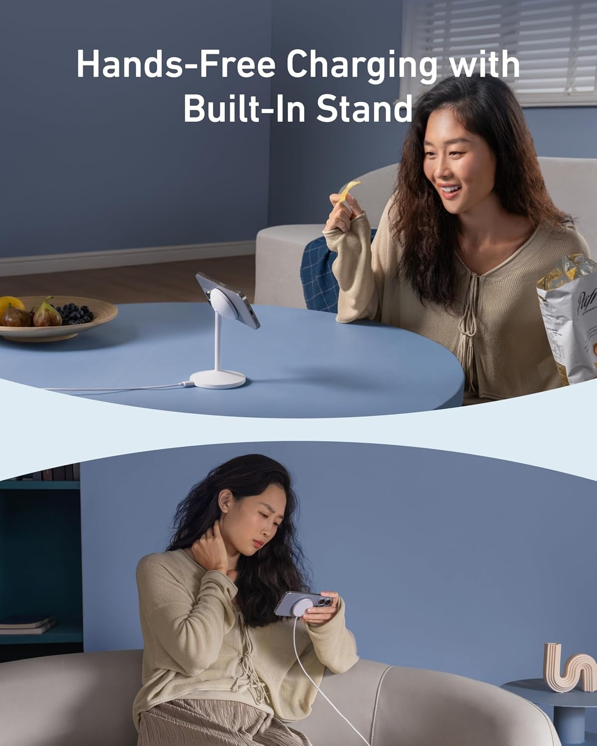 Anker MagGo 15 W Trådlös Laddare med USB-C Kabel, Qi2 Trådlös Laddare, för iPhone 16/15/14/13 Serien och AirPods