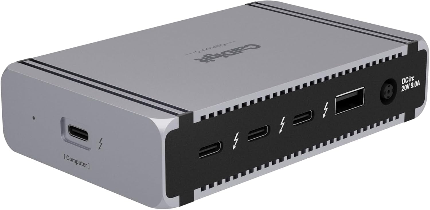 CalDigit E5 Thunderbolt 5 Element 5 Hubb 9-Port 4x Thunderbolt 5/USB4 v2 Portar 3x USB-A & 2x USB-C 10G, Single 8K, Dual 6K/8K, Dual 4K@240Hz, 90W
