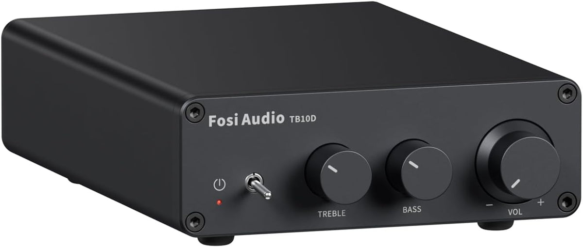 Fosi Audio TB10D Class D Mini Power 600W 2 Channel Stereo Amplifier, for passive Speakers/Bass Shaker, TPA3255 with Bass Treble Control