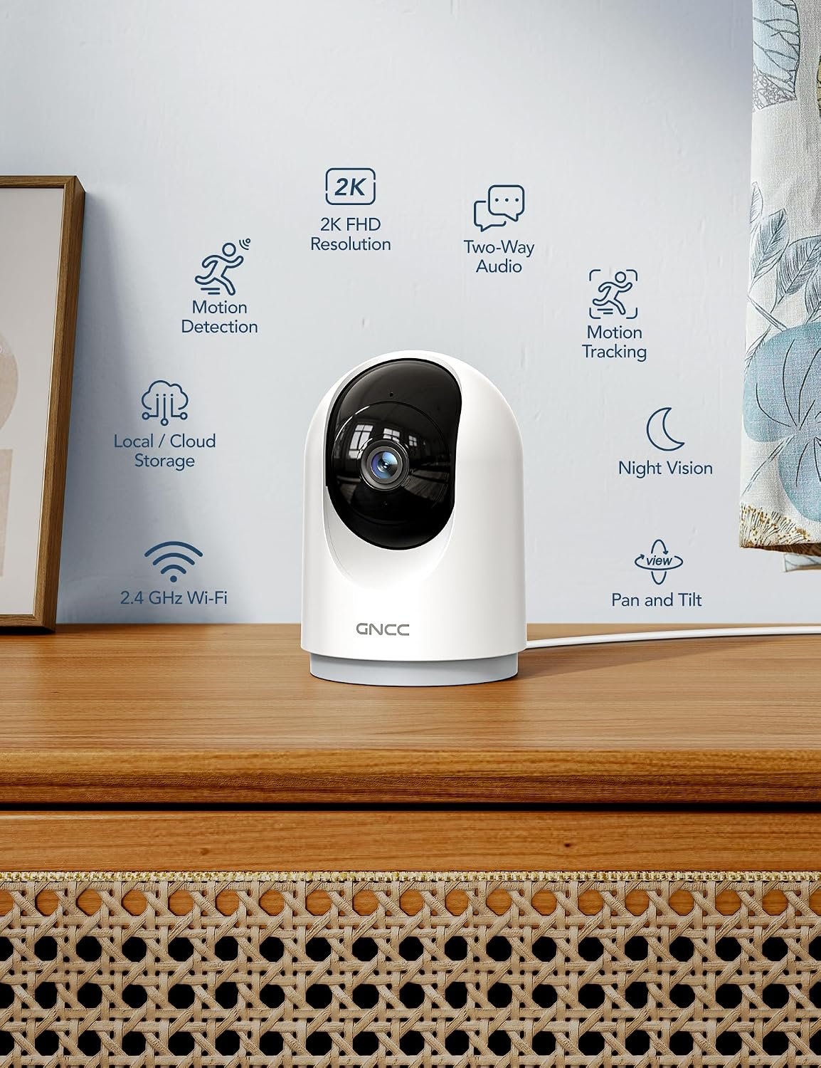 GNCC 2K Indoor Surveillance Camera - 360° Camera Surveillance Indoor