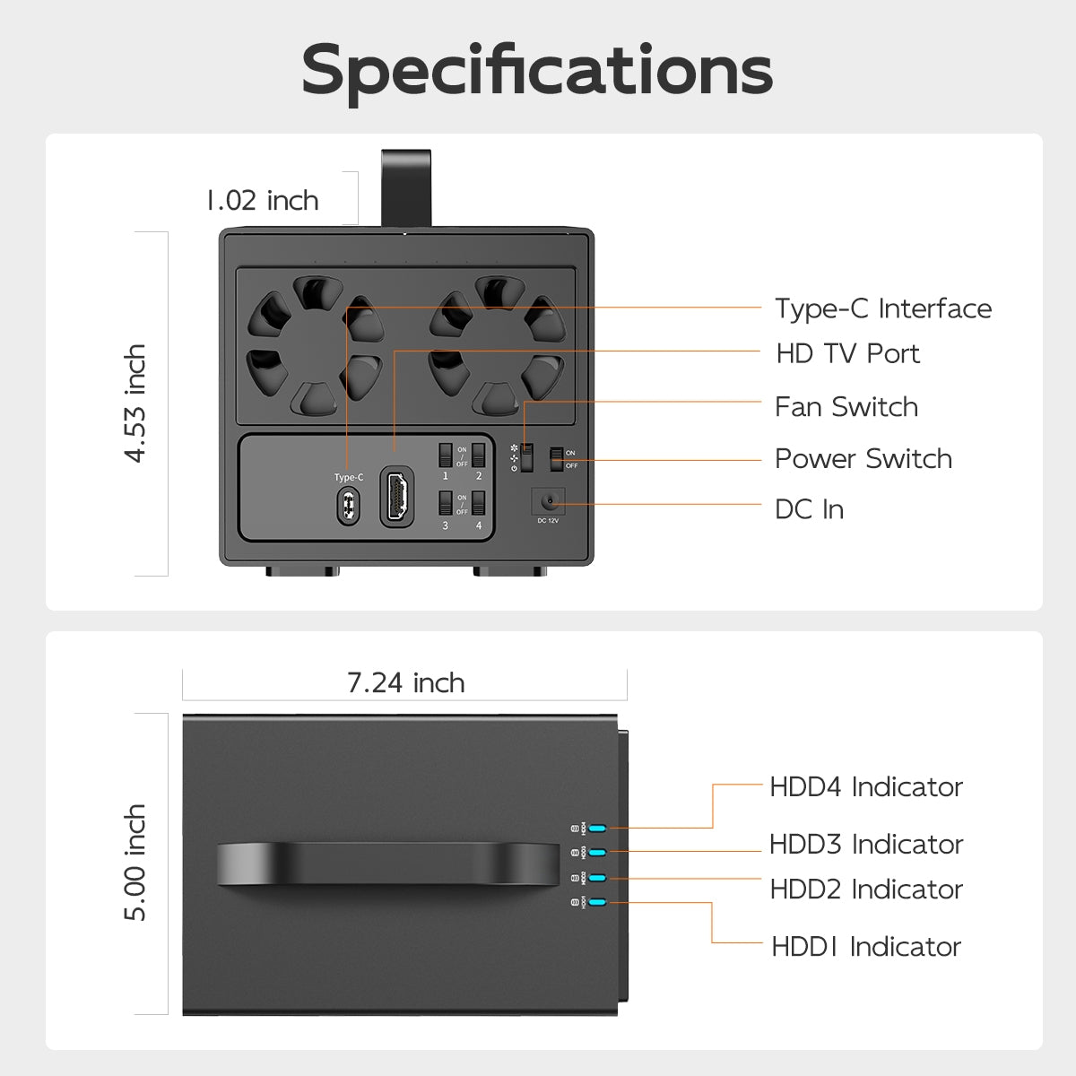 MAIWO Quad Bay 3,5" SATA HDD Enclosure USB-C Gen2 10G Windows 10/11 Mac OS