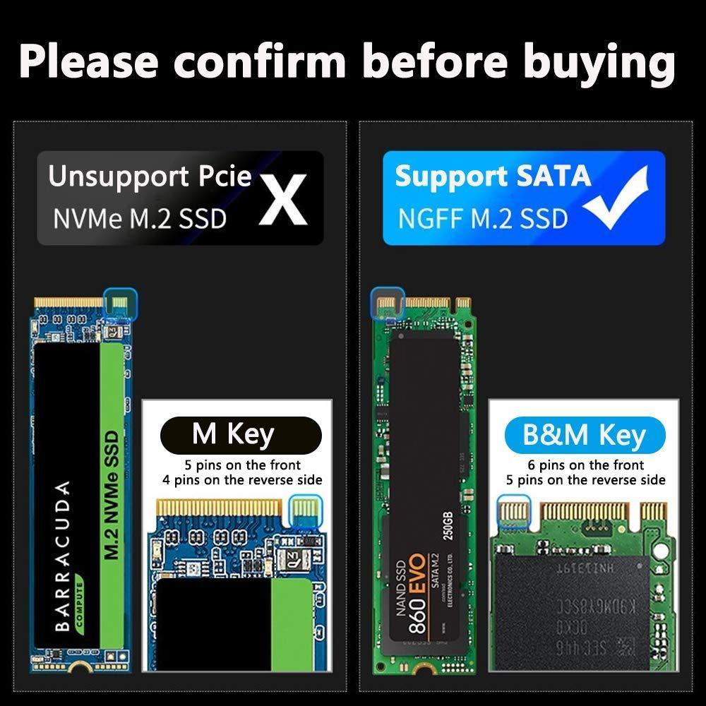 Maiwo K1683L Extern kabinett M.2 SATA SSD till USB A ochUSB-C USB3.2 Gen1 5Gbps B-Key och B&M Key UASP 2280 2260 2242 2230 aluminium