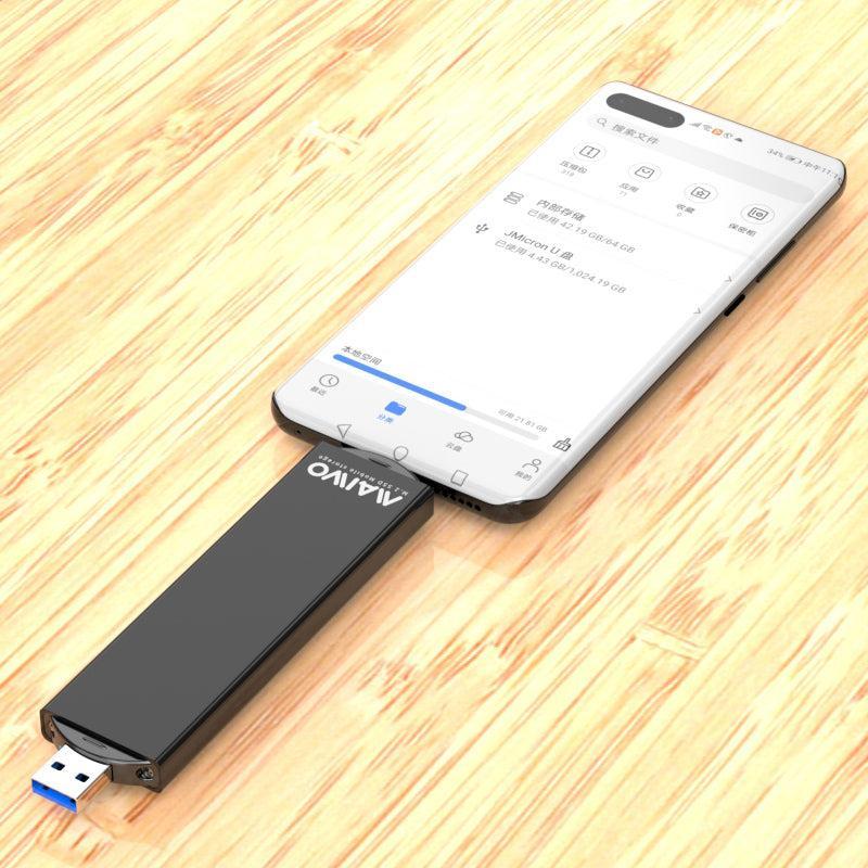 Maiwo K1683L Extern kabinett M.2 SATA SSD till USB A ochUSB-C USB3.2 Gen1 5Gbps B-Key och B&M Key UASP 2280 2260 2242 2230 aluminium