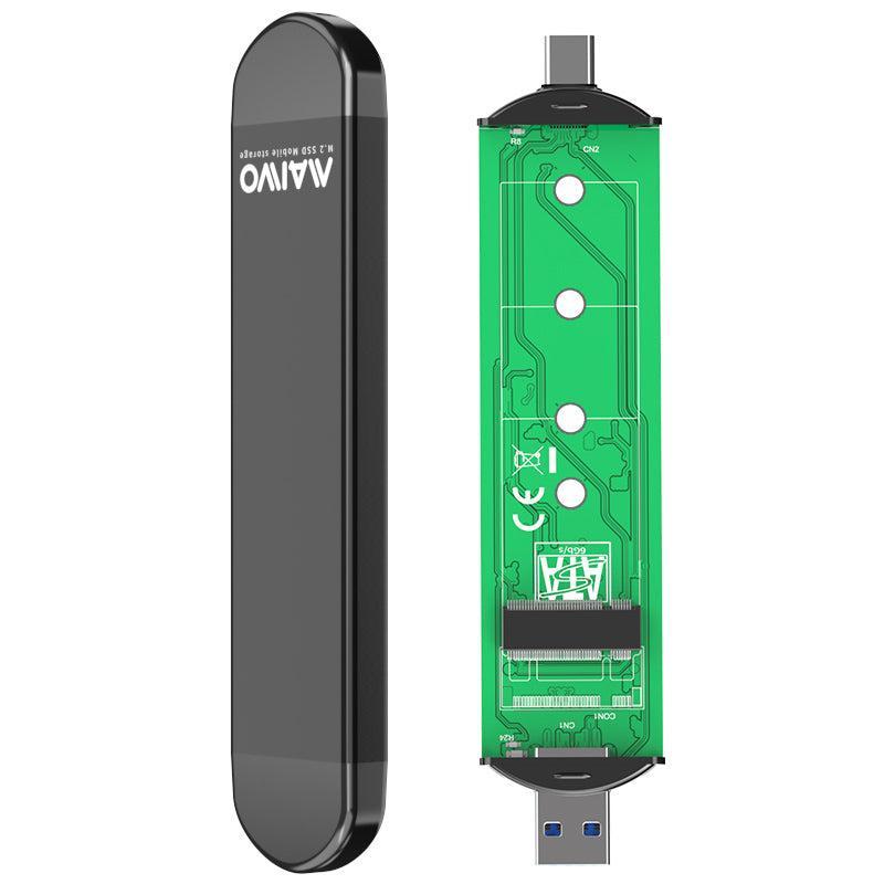 Maiwo K1683L Extern kabinett M.2 SATA SSD till USB A ochUSB-C USB3.2 Gen1 5Gbps B-Key och B&M Key UASP 2280 2260 2242 2230 aluminium