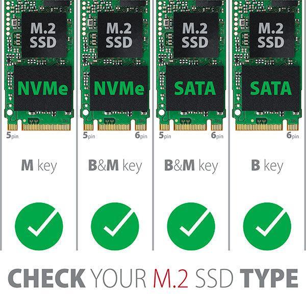 Maiwo K1687P2 M.2 SATA & NVMe SSD kombo till USB3.2 Gen2 10Gbps extern kabinett aluminium