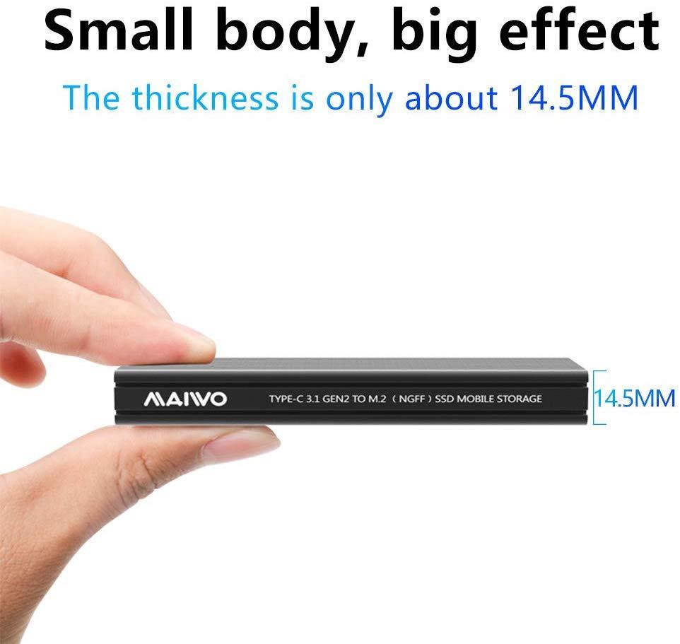 Maiwo K1687P2 M.2 SATA & NVMe SSD kombo till USB3.2 Gen2 10Gbps extern kabinett aluminium