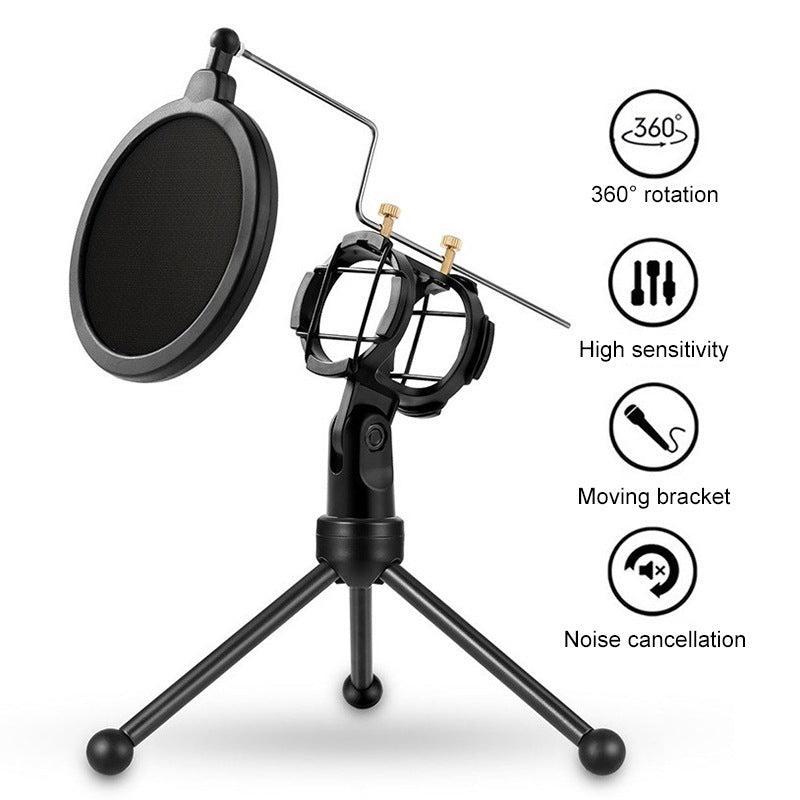 Mikrofonstativ bordsmodell med pop filter och tripod