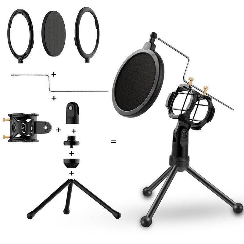 Mikrofonstativ bordsmodell med pop filter och tripod