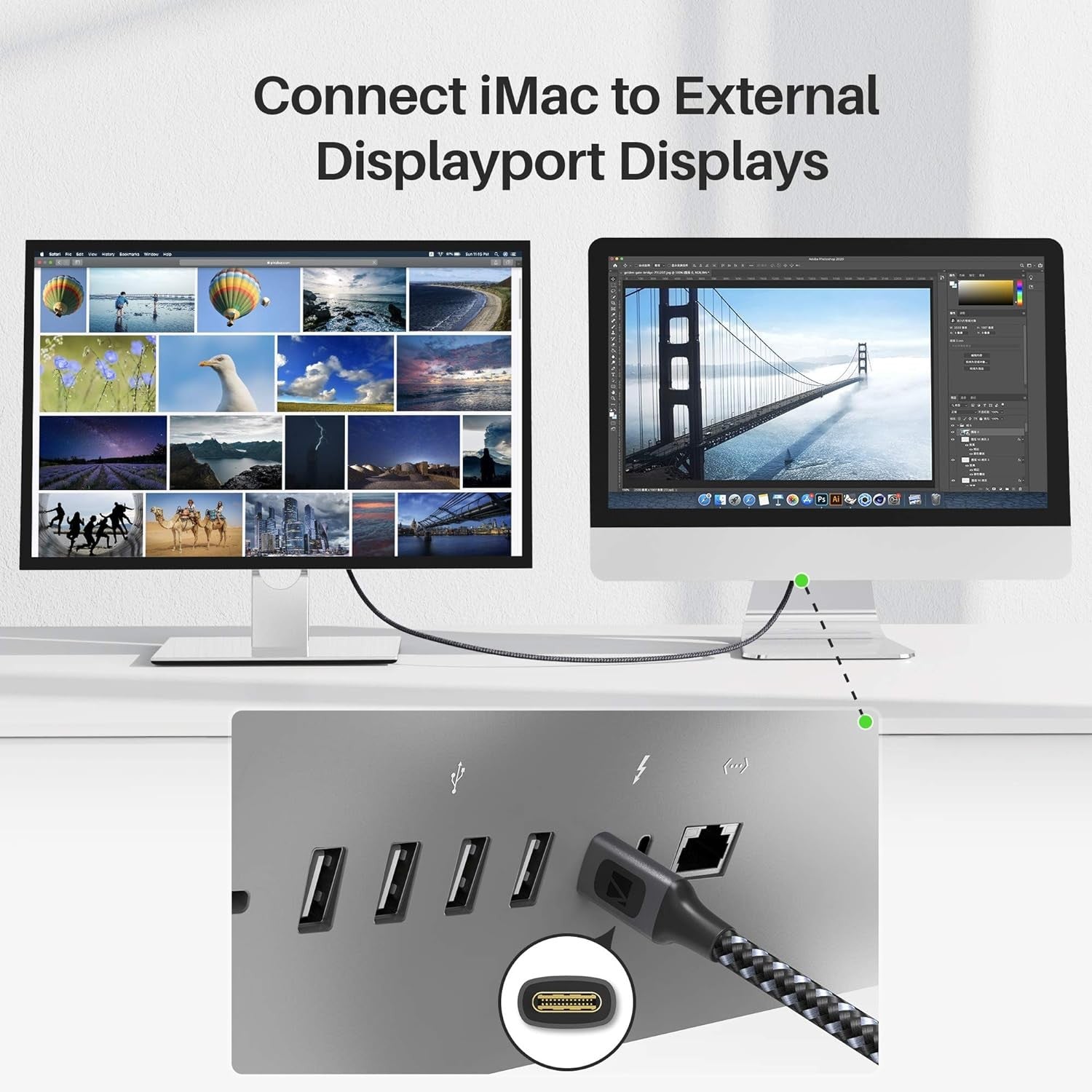 NÖRDIC 0,5m USBC till Displayport kabel UHD 4K 60Hz 21,6Gbps DP Alt Mode 1.2 HDCP, Aluminium kontakter Space Grey