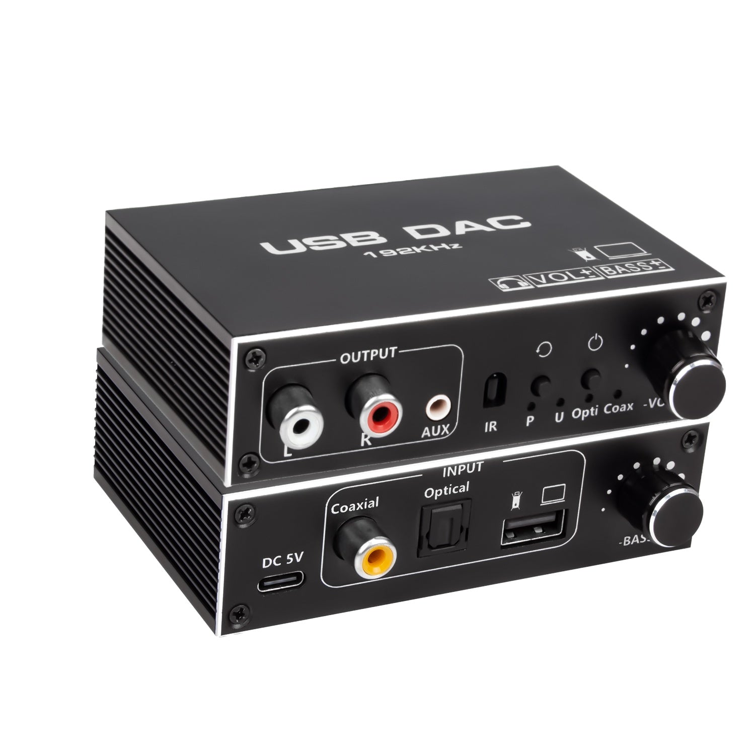 NÖRDIC 192 kHz USB DAC Digital-till-Analog Ljudomvandlare, USB/Optisk/S/PDIF/Coaxial till Analog Stereo RCA L/R 3,5 mm