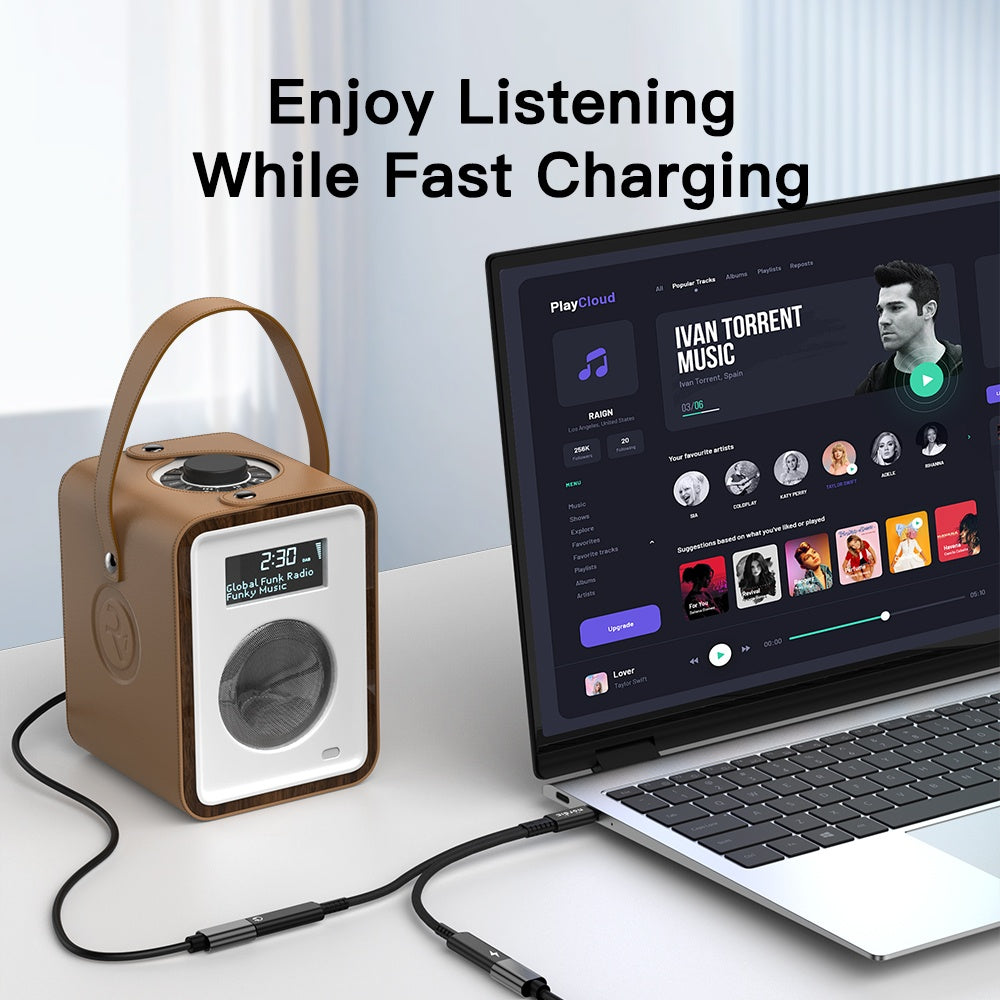 NÖRDIC 1 till 2 USB-C till 2xUSB-C hörlursadapter med 60W laddning