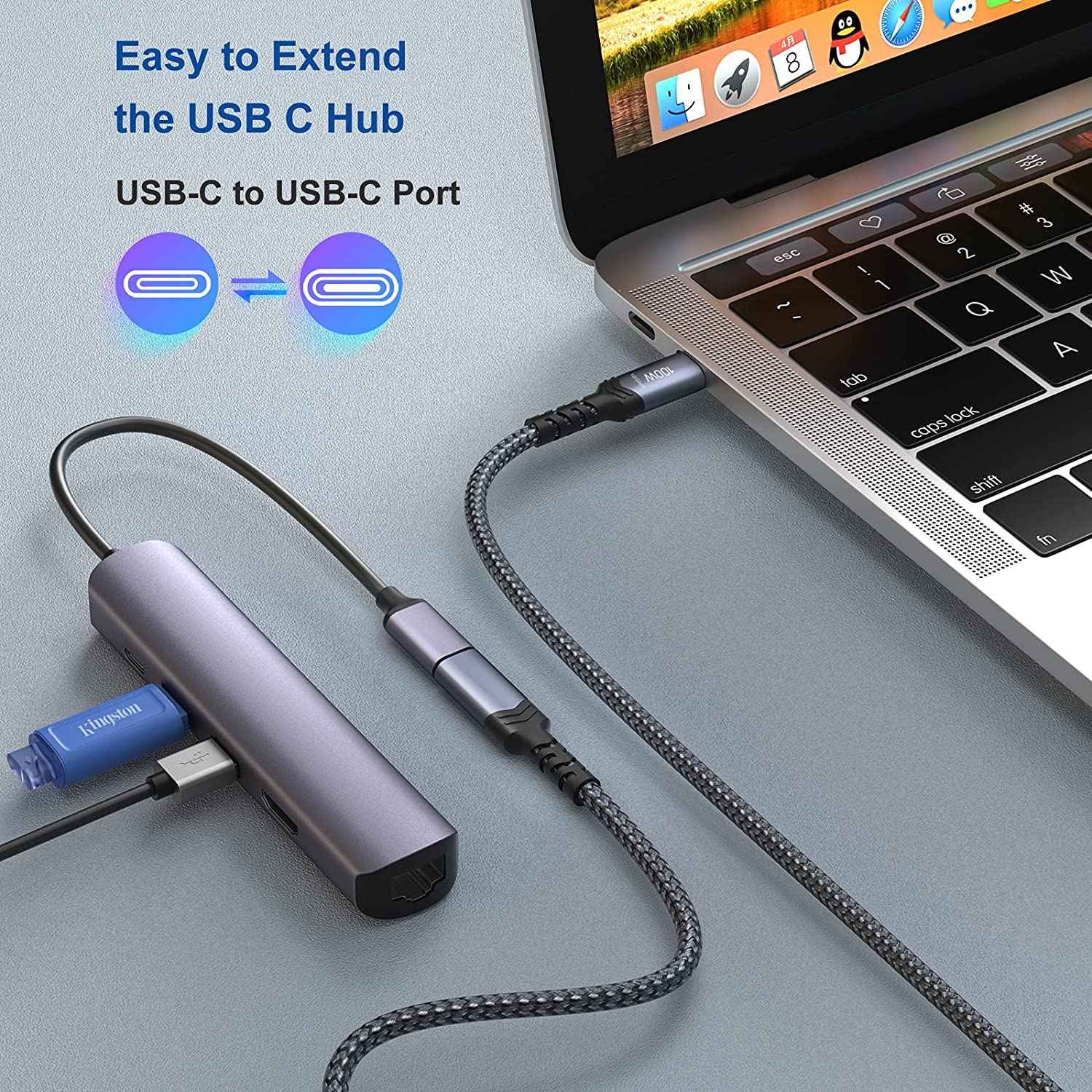 NÖRDIC 25cm USB 4 förlängningskabel 40Gbps 240W 8K60Hz