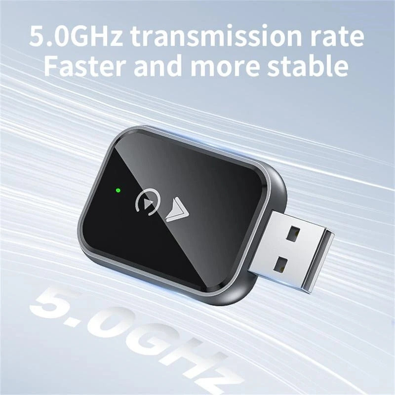 NÖRDIC 2-i-1 trådlös Android CarPlay-dongel, med USB-C-adapter, Plug & Play, WiFi 5,8 GHz, stöder iOS 10+ och Android 11+