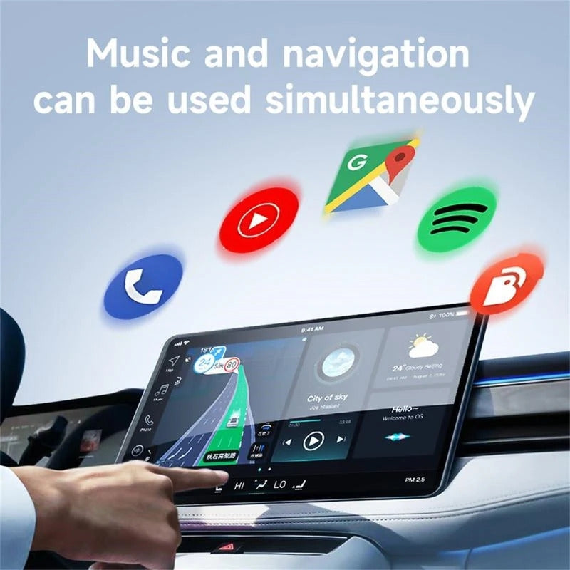 NÖRDIC 2-i-1 trådlös Android CarPlay-dongel, med USB-C-adapter, Plug & Play, WiFi 5,8 GHz, stöder iOS 10+ och Android 11+