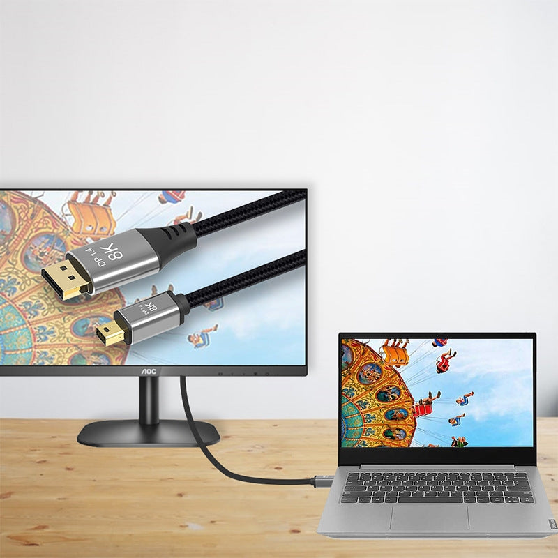 NÖRDIC 2m Mini DisplayPort till DisplayPort-kabel 8K@60Hz 4K@240Hz 32.4Gbps