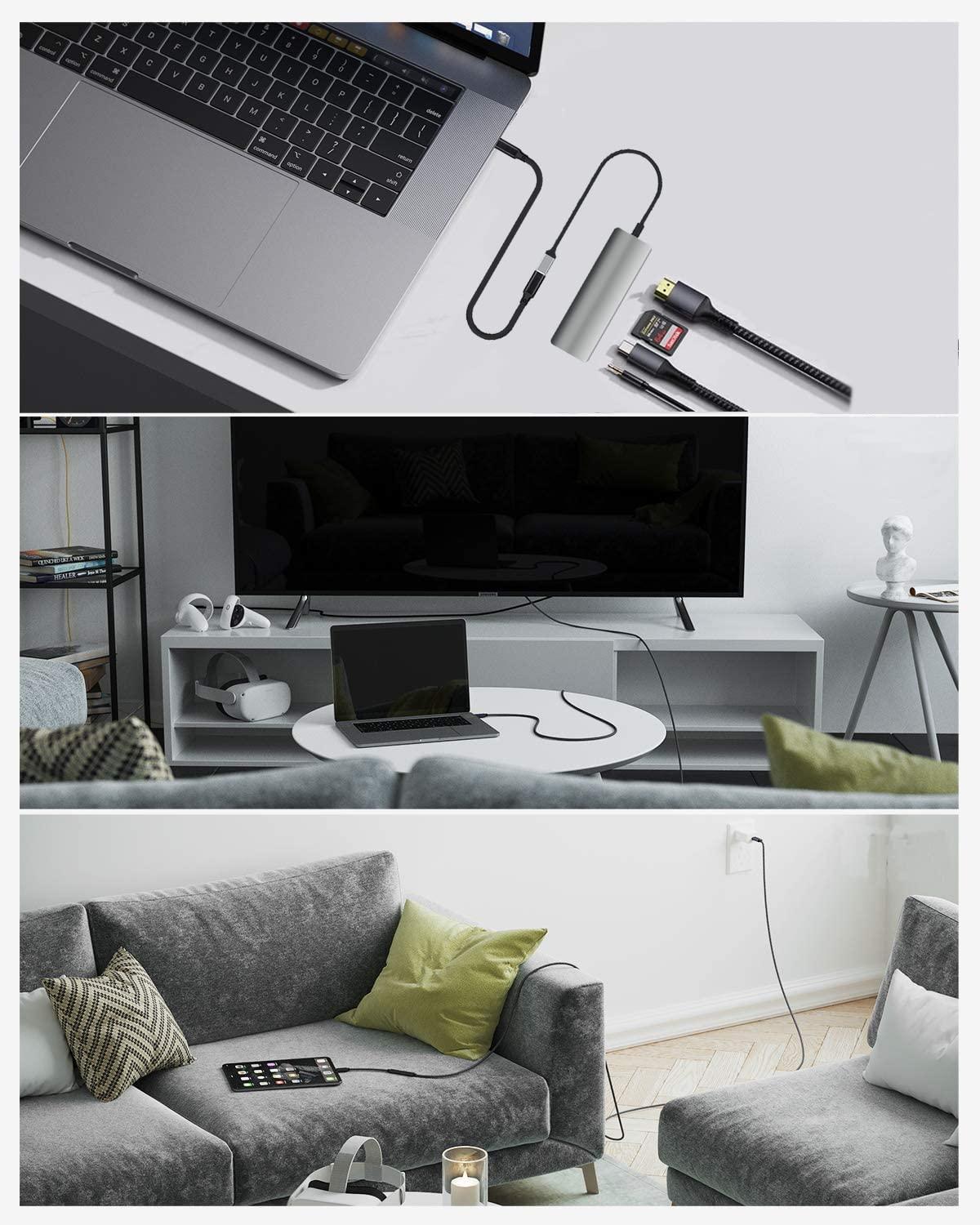 NÖRDIC 30cm USB2.0 USB-C ha till C ho förlängningskabel 2,4A 480Mbps 12W