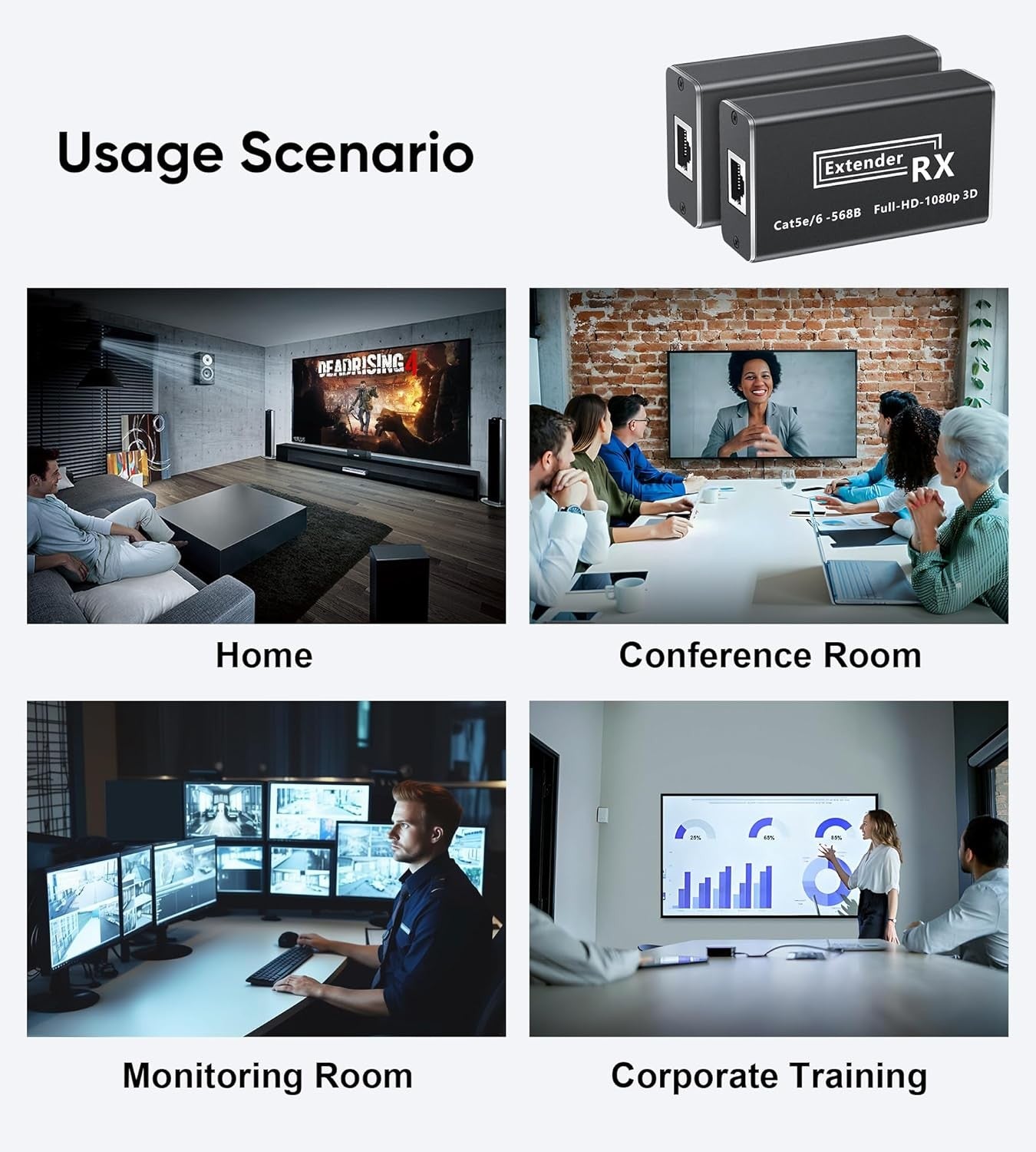 NÖRDIC 50m HDMI Extender Over Cat 5e/6/7, Full HD 1080P, EDID, Deep Color, Dobly Digital/DTS