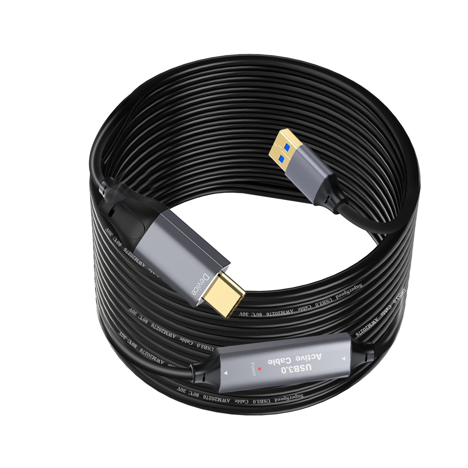 NÖRDIC 5m Aktiv USB 3.0 A till C Kabel, 5Gbps Super Speed USB-kabel Kompatibel med VR, Kamera, Dockningsstation och mer