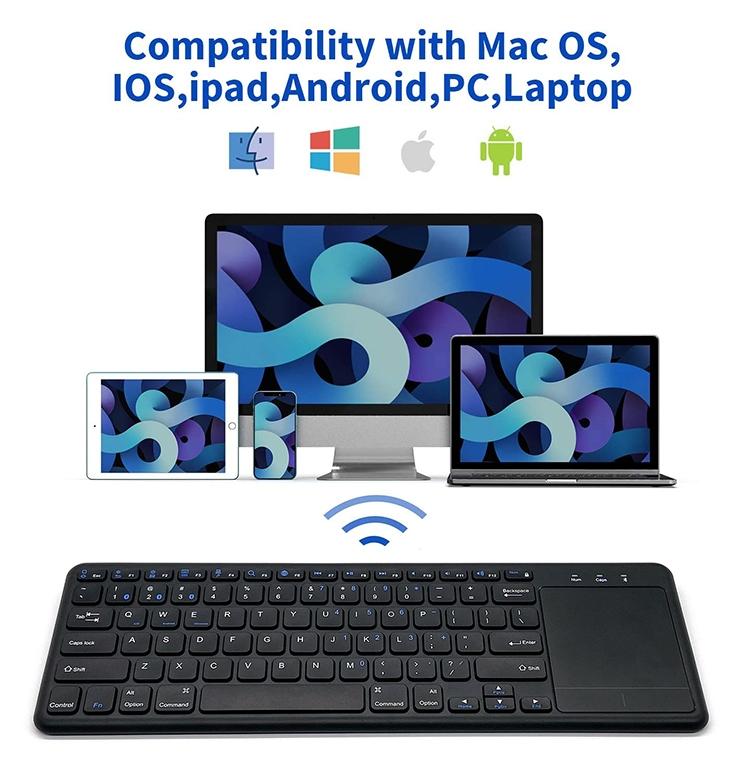 NÖRDIC trådlös 2,4G Tangentbord med pekplatta 78 tangenter IOS Android Windows US layout