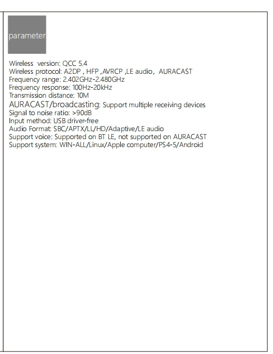 NÖRDIC Bluetooth 5.4 ljudsändare aptX LL/HD Adaptive, Auracast 24-bit 96 kHz ljud