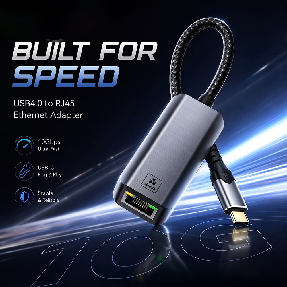 NÖRDIC Cable Matters USB C to 10Gb Ethernet Adapter, 10GbE Type C to Ethernet Adapter, Compatible with USB4 & Thunderbolt 5/4/3, Low-Heat & Silent