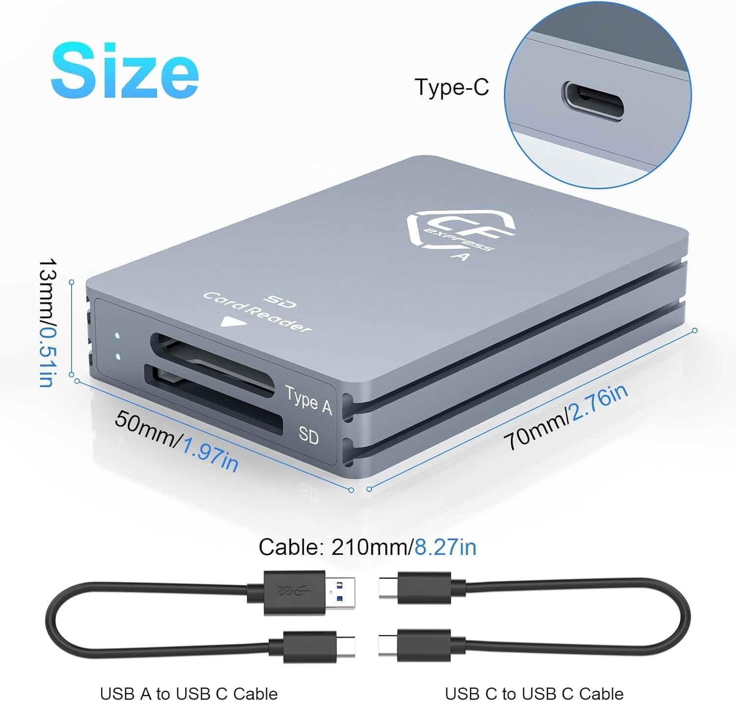 NÖRDIC Dual-Slot CFexpress Type A och SD-kortläsare, USB 3.2 Gen 2 10Gbps Windows/Mac/Linux/Android