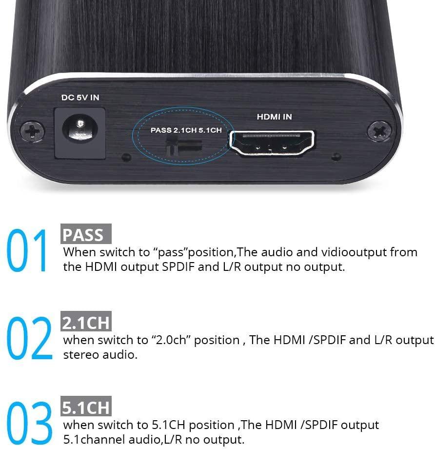 NÖRDIC Extractor HDMI till HDMI, Toslink och 3,5mm stereo med ARC, 4K 60Hz Dolby 3D