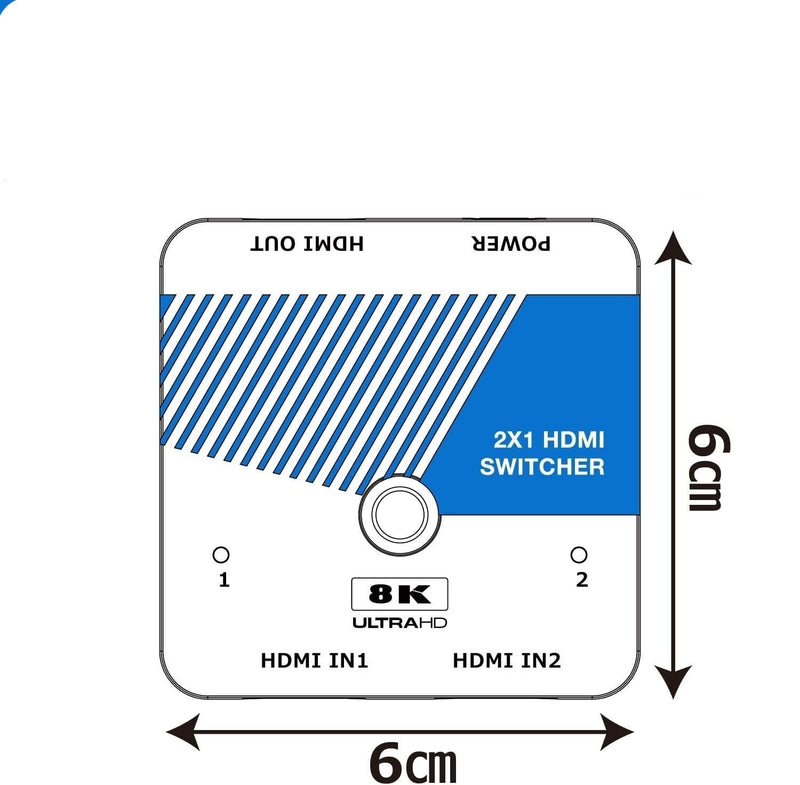 NÖRDIC HDMI 2.1 Switch 2 till 1 8K60Hz 4K120Hz CEC HDR Dolby Atmos, True HD, Digital Plus, DTS-HD Master