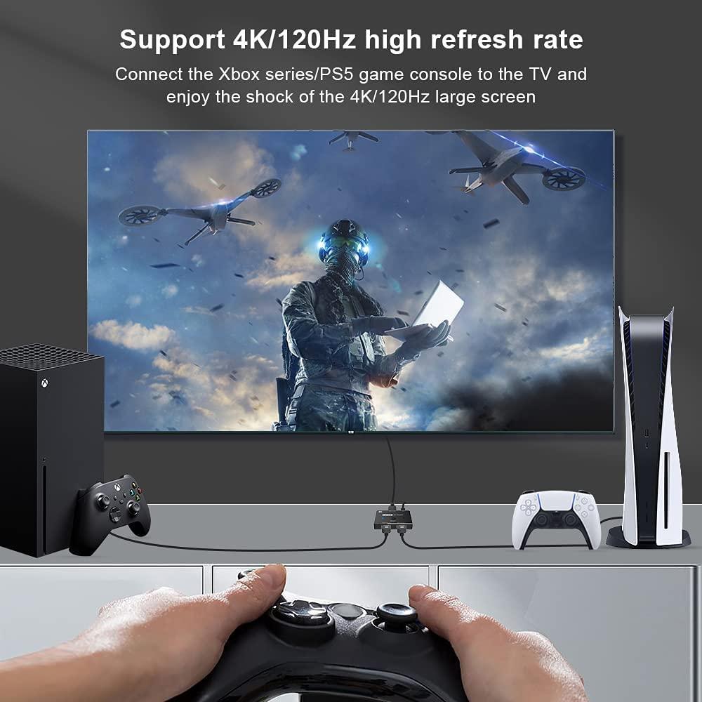NÖRDIC HDMI 2.1 switch 2 till 1 8K60Hz 4K120Hz 48Gbps HDR HDCP2.3 Surround 7.1 CEC
