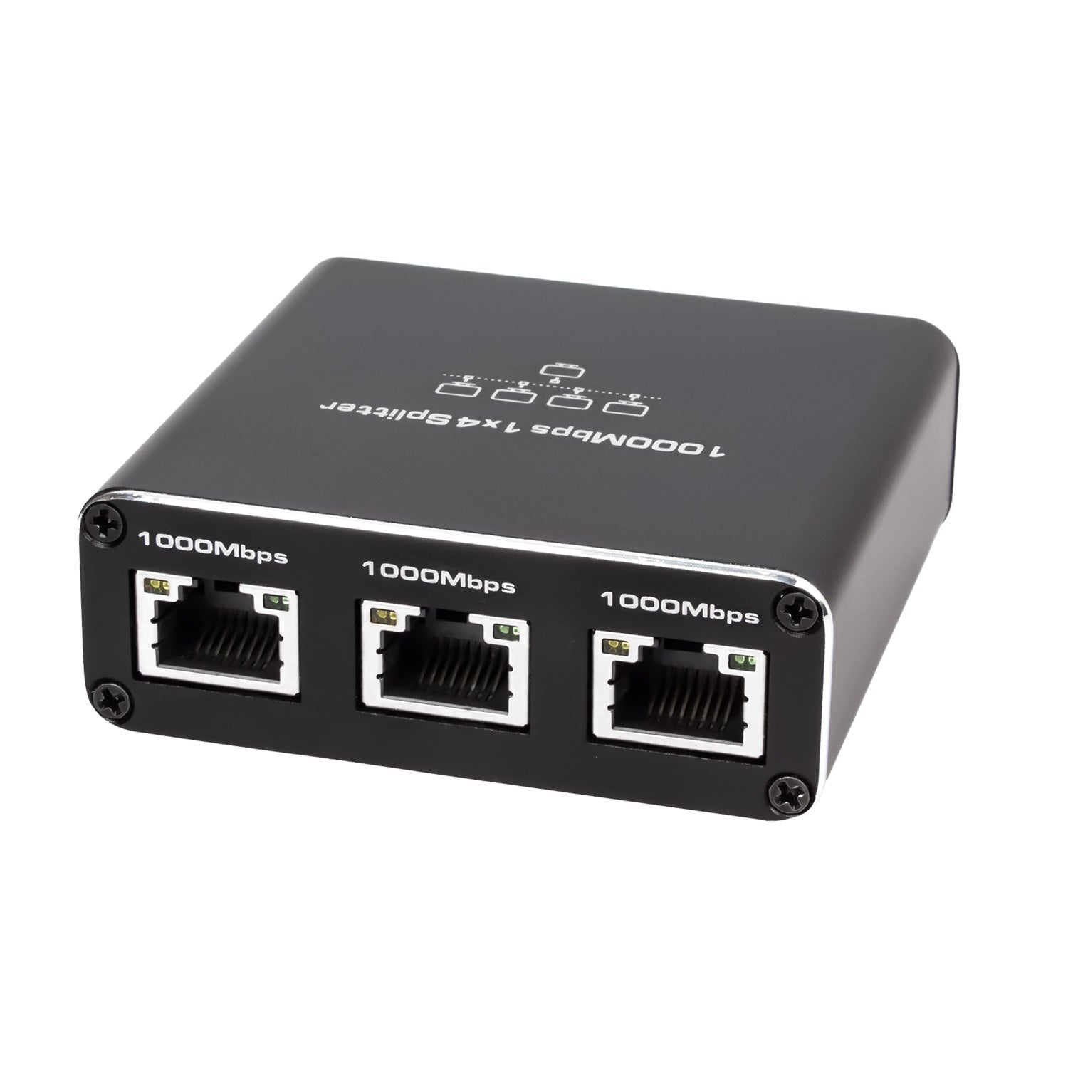 NÖRDIC LAN-splitter 1 till 4 1000 Mbps Gigabit Ethernet för dator, laptop, switch, hubb, router, digital-TV