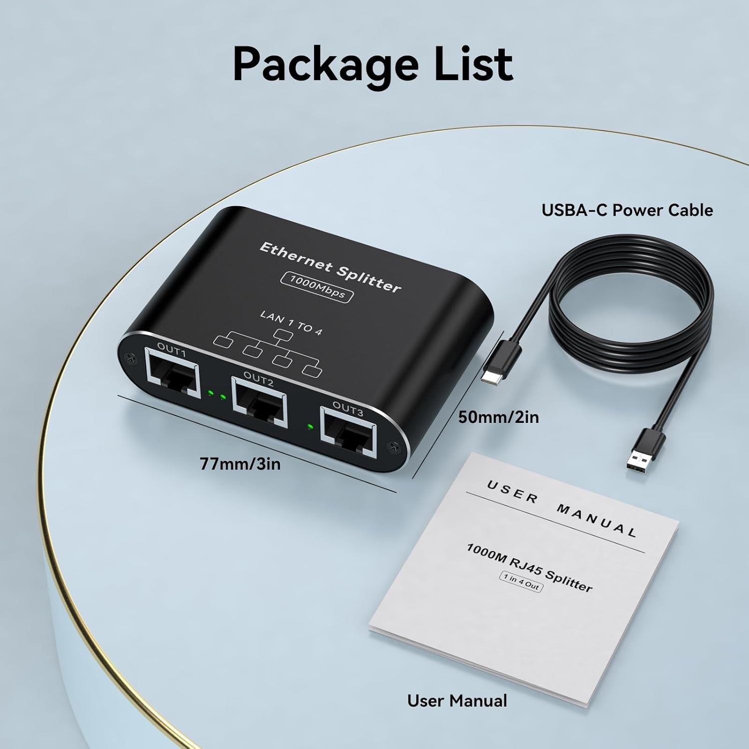 NÖRDIC LAN-splitter 1 till 4 1000 Mbps Gigabit Ethernet för dator, laptop, switch, hubb, router, digital-TV