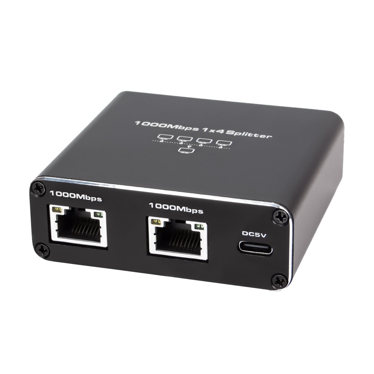 NÖRDIC LAN-splitter 1 till 4 1000 Mbps Gigabit Ethernet för dator, laptop, switch, hubb, router, digital-TV