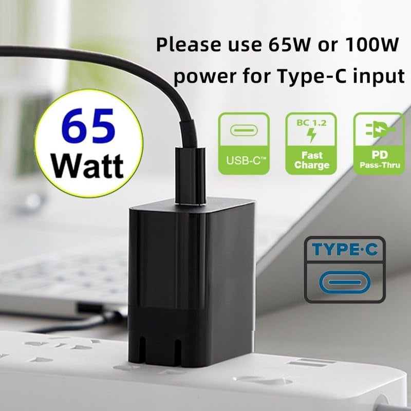 NÖRDIC Laptop Laddnings-kabel USB-C till DC5.5x2.5mm 65W PD 1.5m