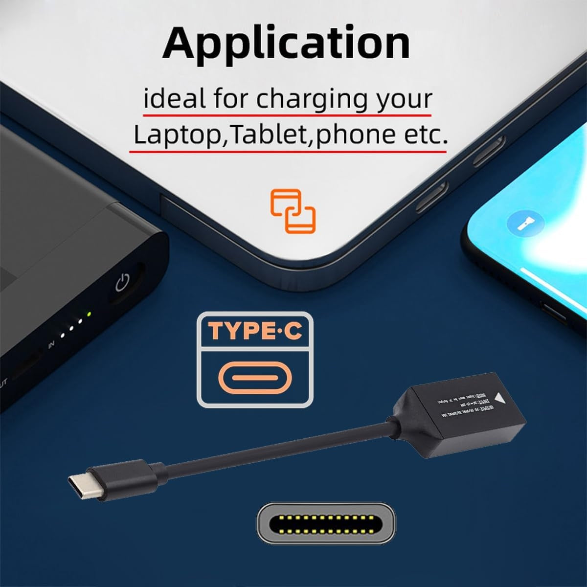 NÖRDIC Lenovo Square Yellow till USB-C adapter 17cm 65W