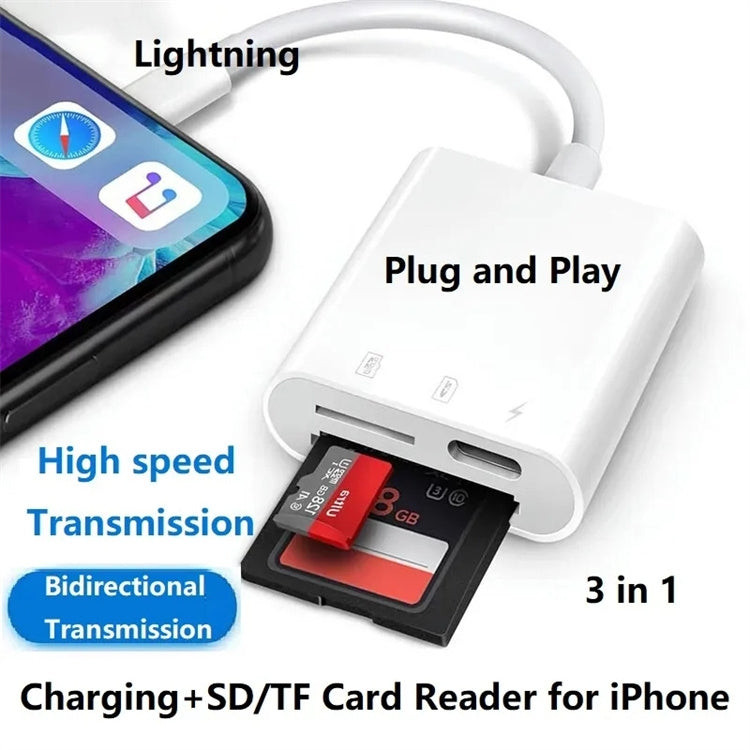 NÖRDIC Lightning Kortläsare 2 Slot SD, MicroSD 1xLightning-laddning UHS-I