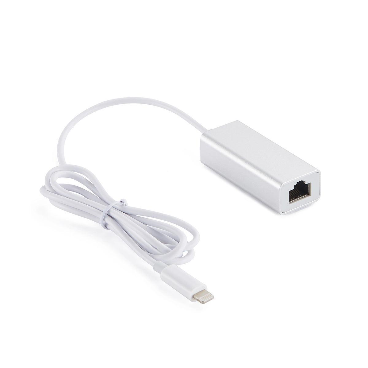NÖRDIC Lightning (non MFI) to 10/100Mbps Ethernet Nätverksadapter 1m vit