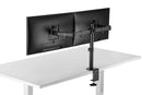 NÖRDIC Monitorarm bordsfäste för dubbla skärmar 17 till 32 tum i stål, lutbar, roterbar och vridbar, svart