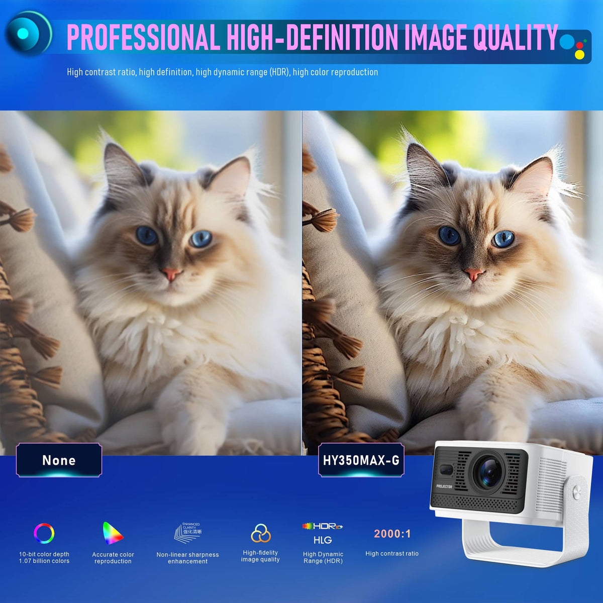 NÖRDIC Projektor Google-certifierad 1080p 500 ANSI lumen 2.4/5G WiFi 6 Android 11