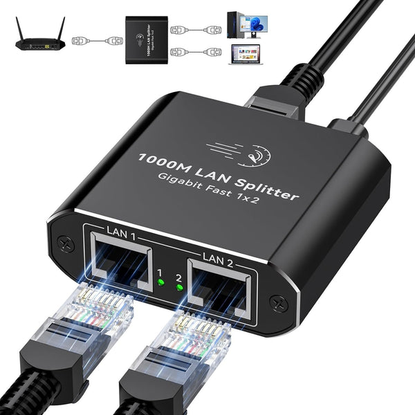 NÖRDIC RJ45 Splitter 1 to 2 Ethernet Giga 1000Mbps Networking