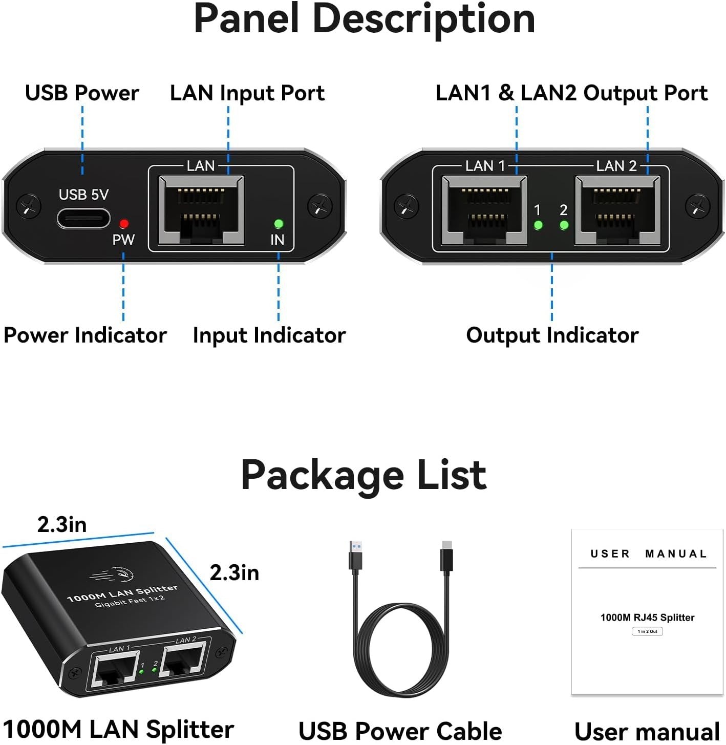 NÖRDIC RJ45-splitter 1 till 2 Ethernet Giga 1000Mbps Nätverk