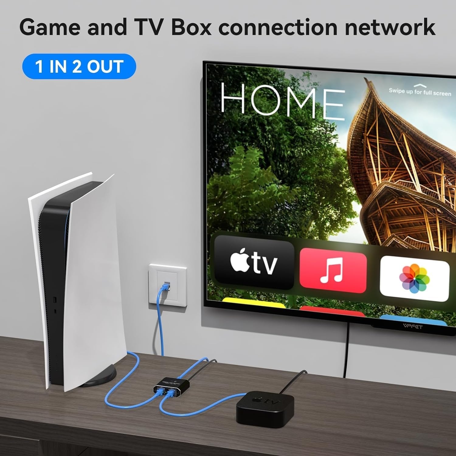 NÖRDIC RJ45-splitter 1 till 2 Ethernet Giga 1000Mbps Nätverk