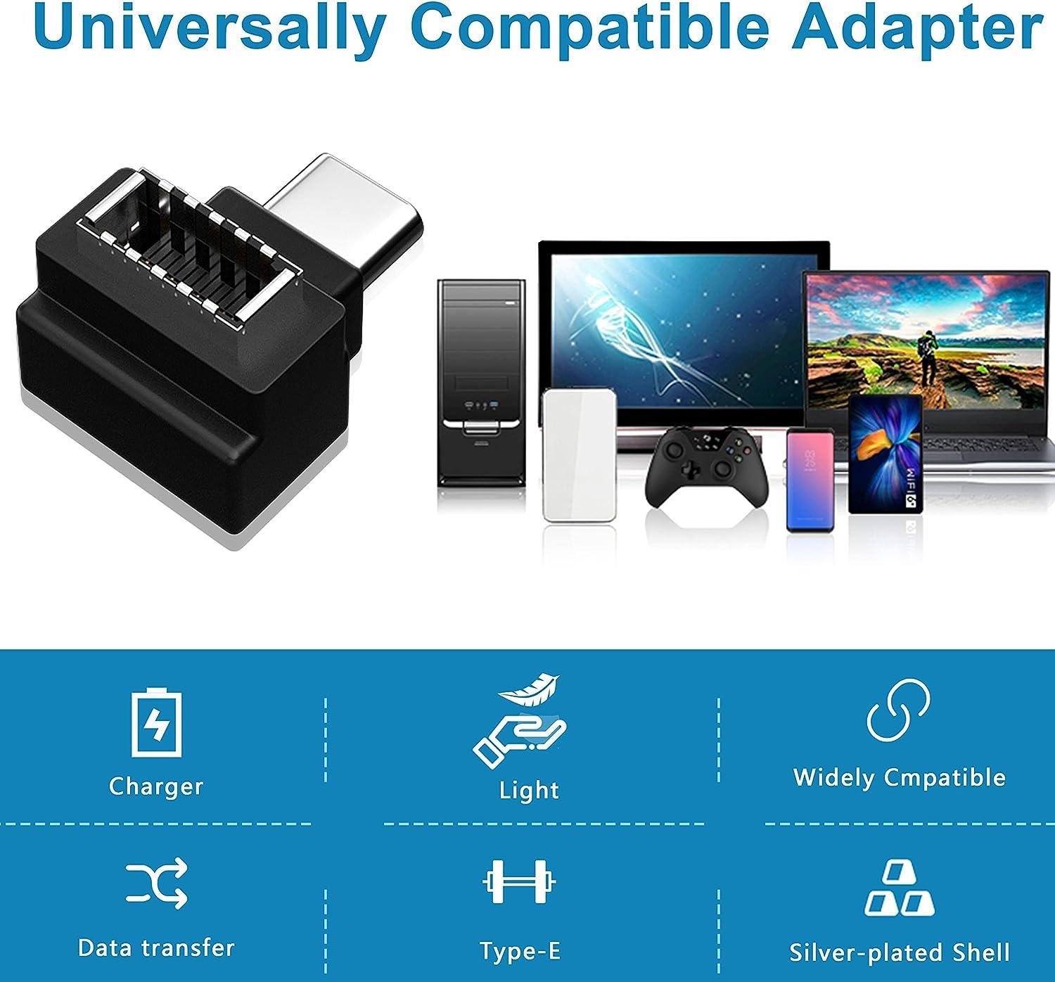 NÖRDIC Type E hona till USB-C hane 90 graders vinklad adapter