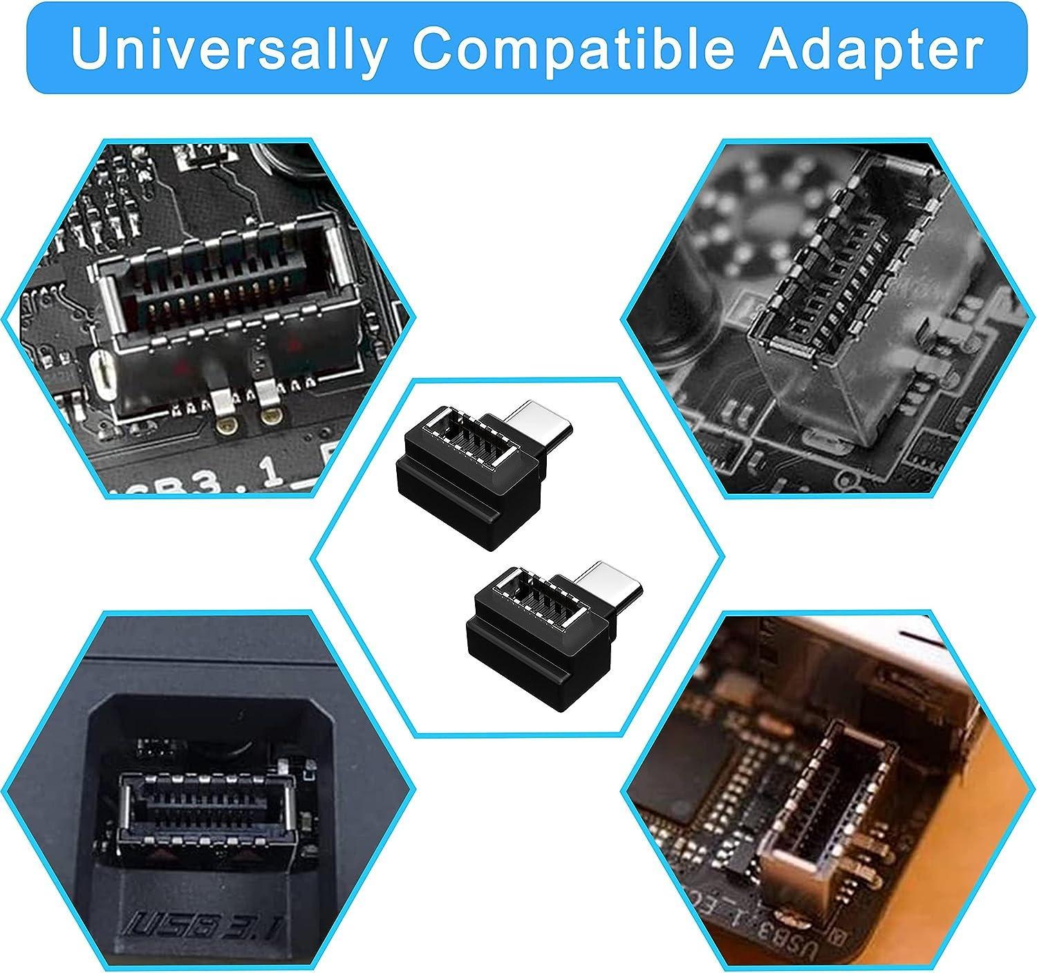 NÖRDIC Type E hona till USB-C hane 90 graders vinklad adapter