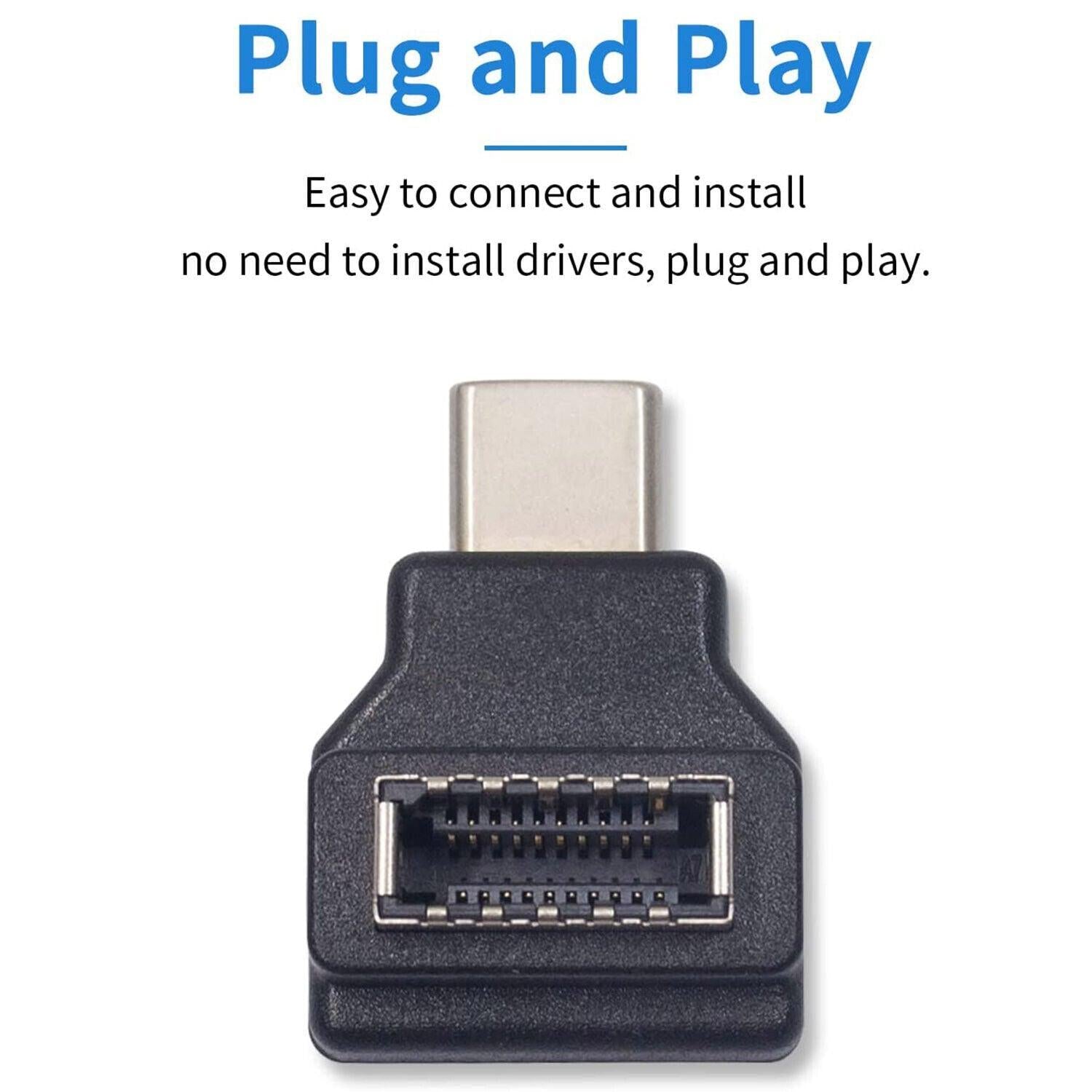 NÖRDIC Type E hona till USB-C hane 90 graders vinklad adapter