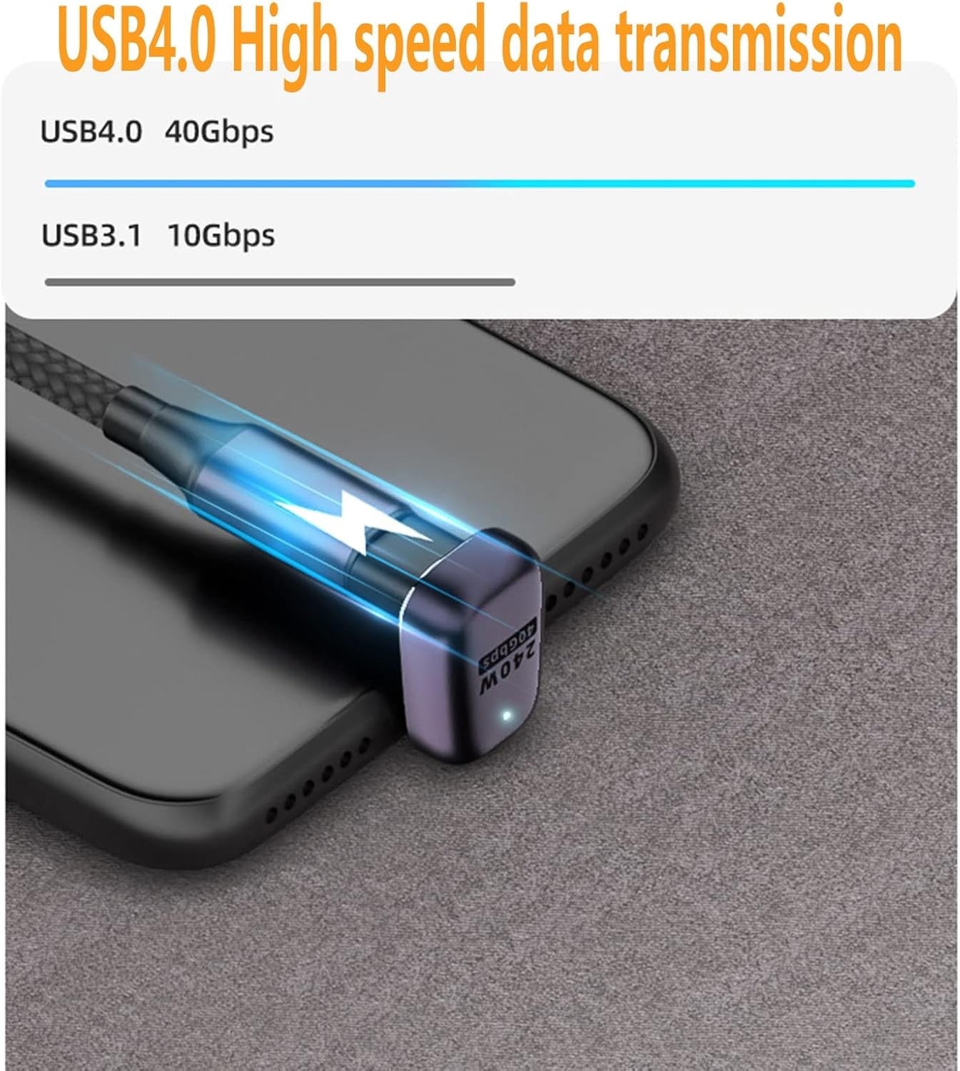NÖRDIC USB4 vinklad adapter hane till hona 40G 8K60Hz PD100W