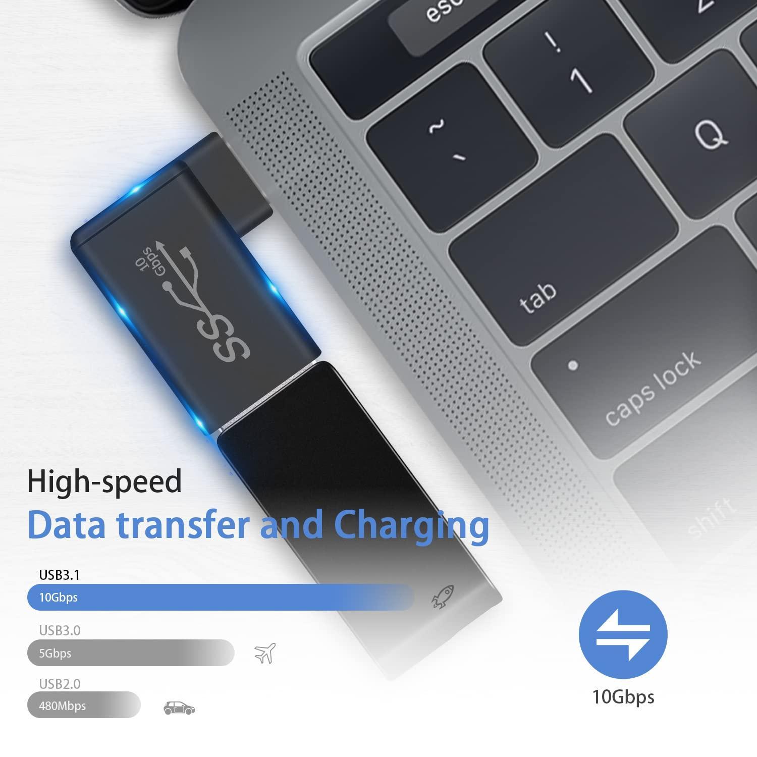 NÖRDIC USB-A 3.1 OTG hona till USB C hane vinklad adapter 5Gbps Aluminium synk och laddning OTG USB-C adapter