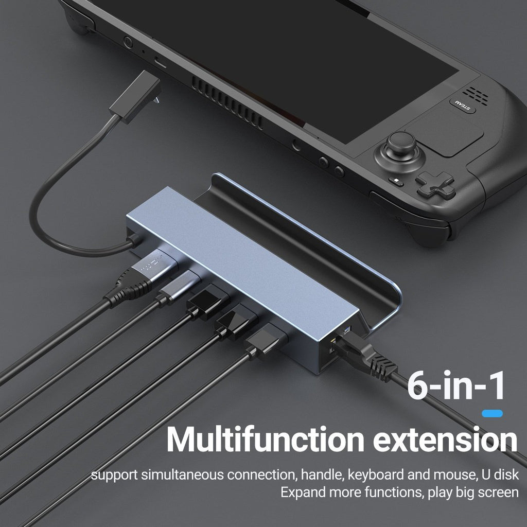 NÖRDIC USB-C 1 till 6 Dockningsstation för Steam Deck, HDMI 2.0 4k60Hz –  Nördic