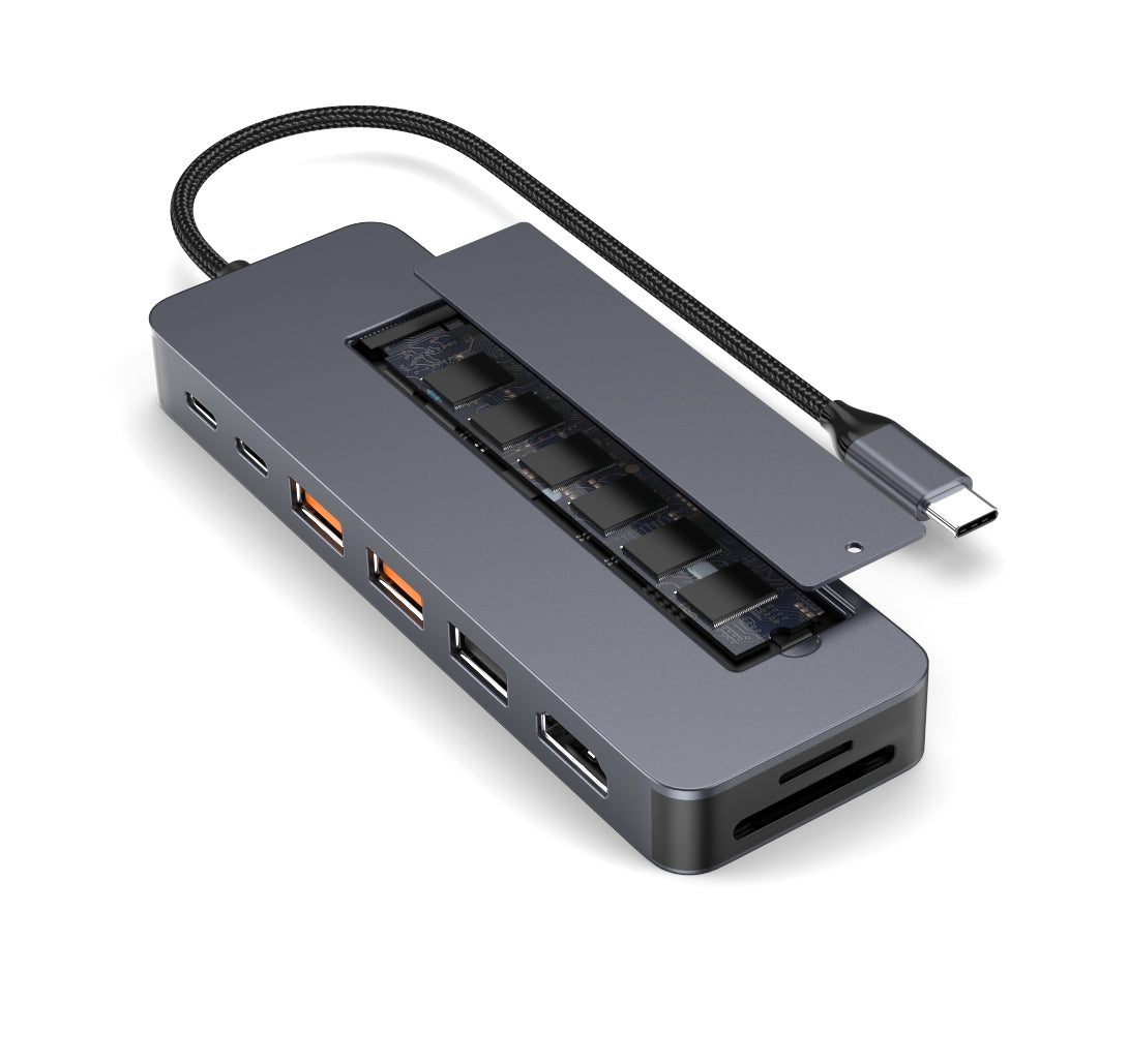 NÖRDIC USB-C 1 till 9 Dockningsstation 1xHDMI4K60Hz 1xUSB-C PD 100W, 1xUSB-C, 3xUSB-A, 1xSD-plats, 1xMicroSD-plats, 1xM.2 SSD NVMe