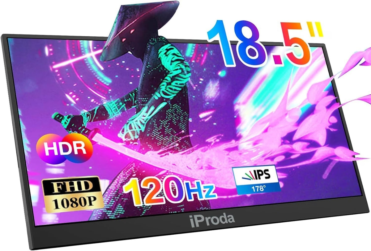 Portable Monitor 18.5 Inch 1080P 120Hz with Built-in Stand